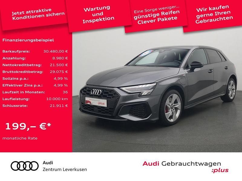Grau Gebraucht 2022 Audi A3 Sportback e-tron S-Line Kleinwagen | 30.480 € (Teuer) - Bild 1/4