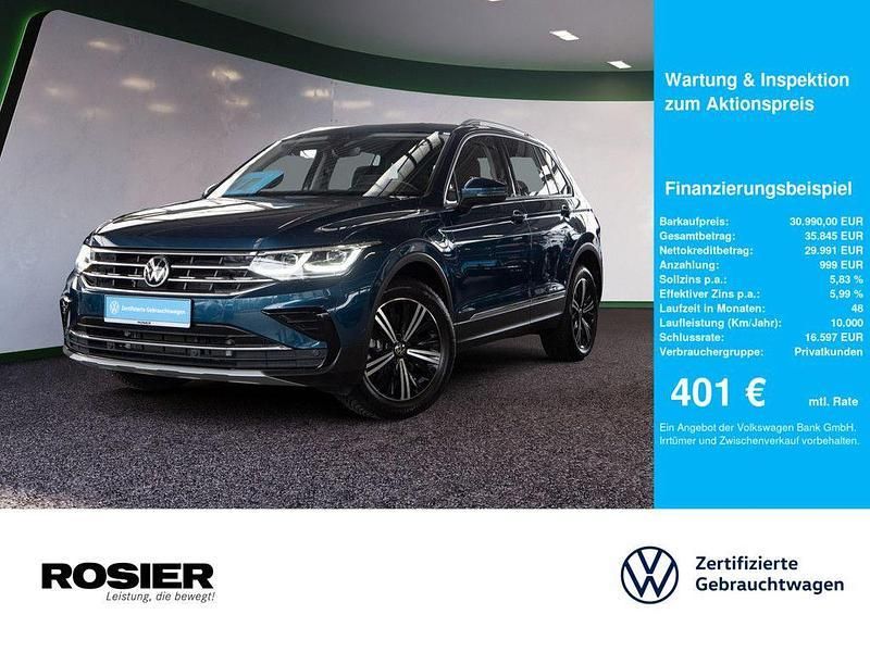 Blau / nightshade blue Gebraucht 2021 VW Tiguan Elegance SUV | 30.990 € (Superpreis) - Bild 1/4