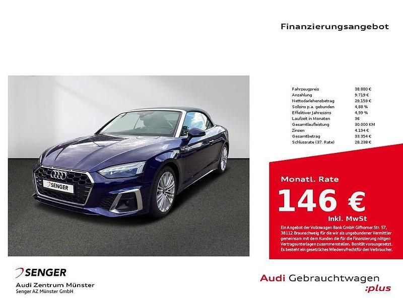 Navarrablau metallic/verdec... Gebraucht 2021 Audi A5 Cabriolet Ambiente Cabrio | 38.880 € (Superpreis) - Bild 1/4