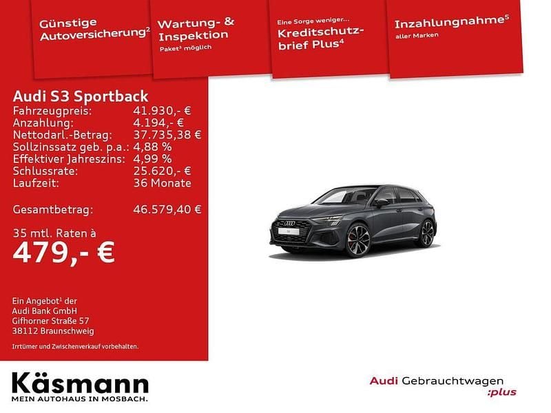 Daytonagrau perleffekt Gebraucht 2021 Audi S3 Ambiente Limousine | 41.930 € (Etwas zu teuer) - Bild 1/4