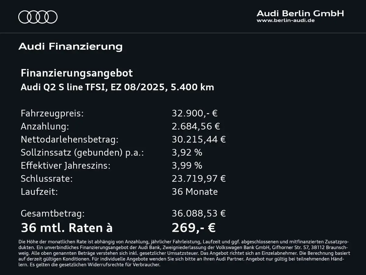 Gebraucht Audi Q2 S-Line 150 PS (110 kW) 2025 Daytonagrau perleffekt SUV