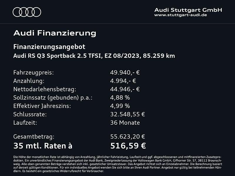Gebraucht Audi RS Q3 400 PS (294 kW) 2023 Mythosschwarz metallic SUV