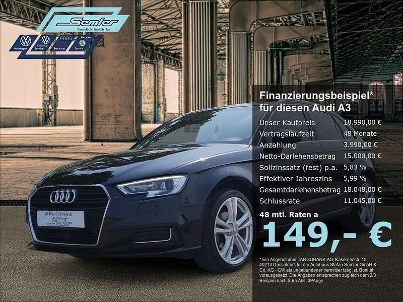 Schwarz Gebraucht 2019 Audi A3 Limousine | 18.990 € (Fairer Preis) - Bild 1/4