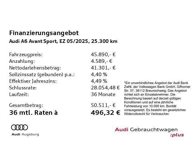 Gebraucht Audi A6 Advanced Plus 265 PS (194 kW) 2025 Florettsilber metallic Kombi