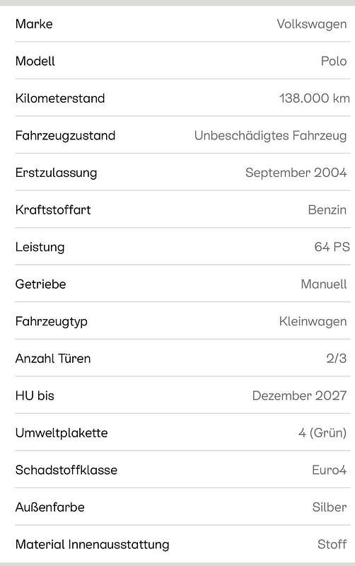 Gebraucht VW Polo 64 PS (47 kW) 2004 Silber Kleinwagen