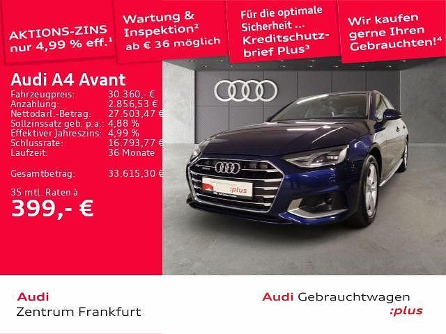 Navarrablau metallic Gebraucht 2020 Audi A4 Advanced Kombi | 30.360 € (Fairer Preis) - Bild 1/3
