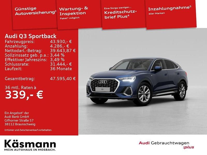 Navarrablau metallic Gebraucht 2025 Audi Q3 Sportback S-Line SUV | 43.930 € (Fairer Preis) - Bild 1/4
