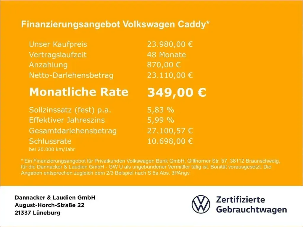 Second-hand VW Caddy Basis 122 CP (89 kW) 2022 Alb Monovolum
