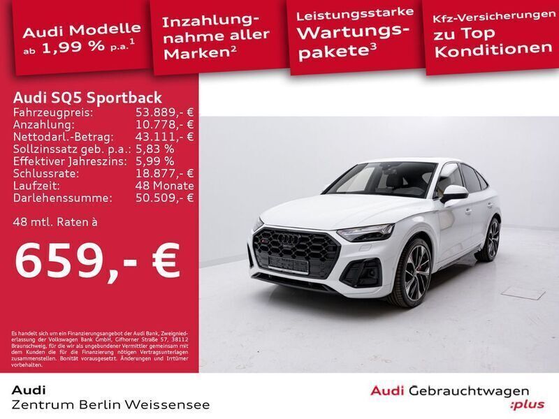 Gletscherweiß metallic Gebraucht 2022 Audi SQ5 Sportback Ambiente SUV | 54.889 € (Etwas zu teuer) - Bild 1/4