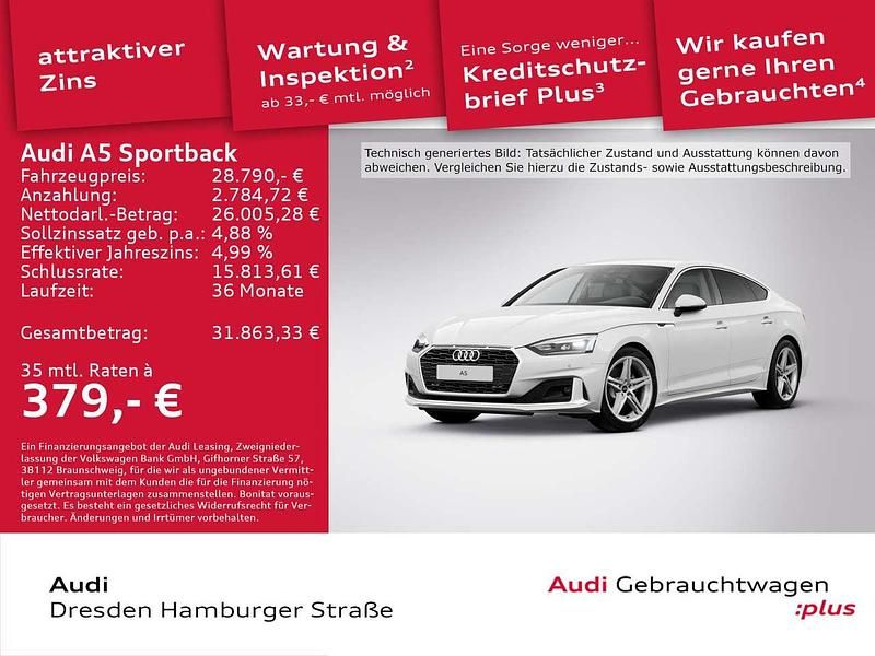 T9 ibisweiß Gebraucht 2022 Audi A5 Advanced Plus Limousine | 28.790 € (Fairer Preis) - Bild 1/3