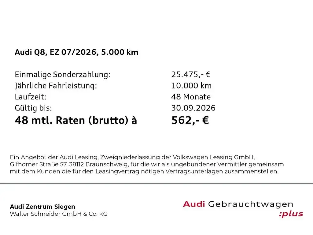 Gebraucht Audi Q8 Business 489 PS (359 kW) 2026 Mythosschwarz metallic SUV