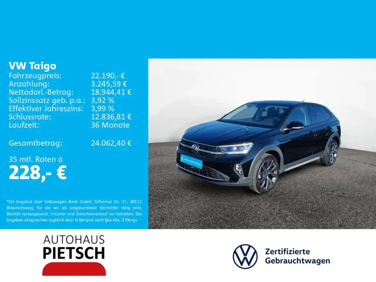 Gebraucht VW Taigo Style 150 PS (110 kW) 2022 Deep black perleffekt SUV