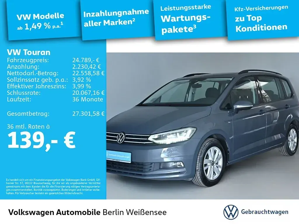 Gebraucht VW Touran Comfortline 150 PS (110 kW) 2023 Delfingrau metallic Van / Kleinbus