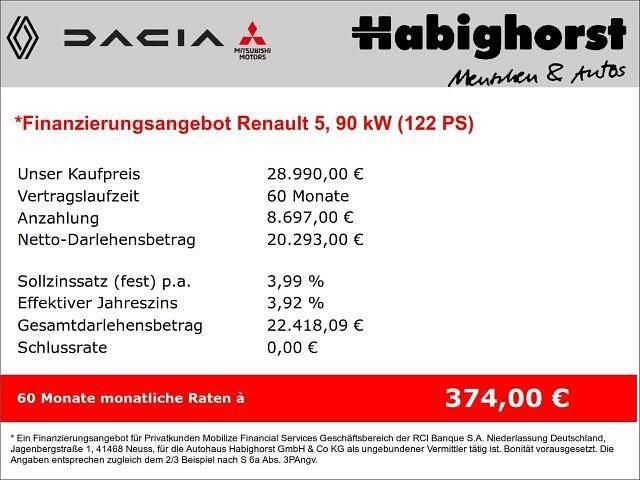 Neu Renault 5 E-Tech Evolution 89 kW (122 PS) 2025 Schwarz Limousine