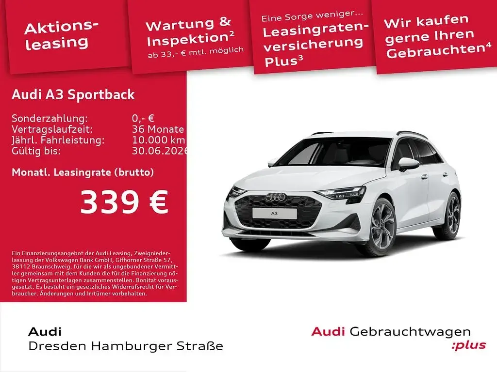 Gebraucht Audi A3 Advanced Plus 150 PS (110 kW) 2025 Gletscherweiß metallic Limousine