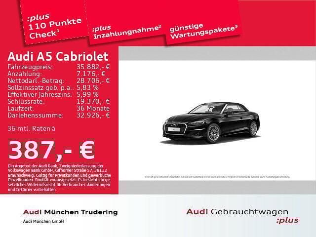 Gebraucht Audi A5 Cabriolet Basis 150 PS (110 kW) 2022 Brillantschwarz Cabrio