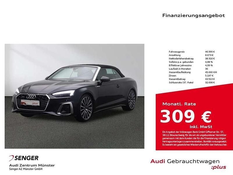 Schwarz Gebraucht 2023 Audi A5 Cabriolet S-Line Cabrio | 46.990 € (Guter Preis) - Bild 1/4