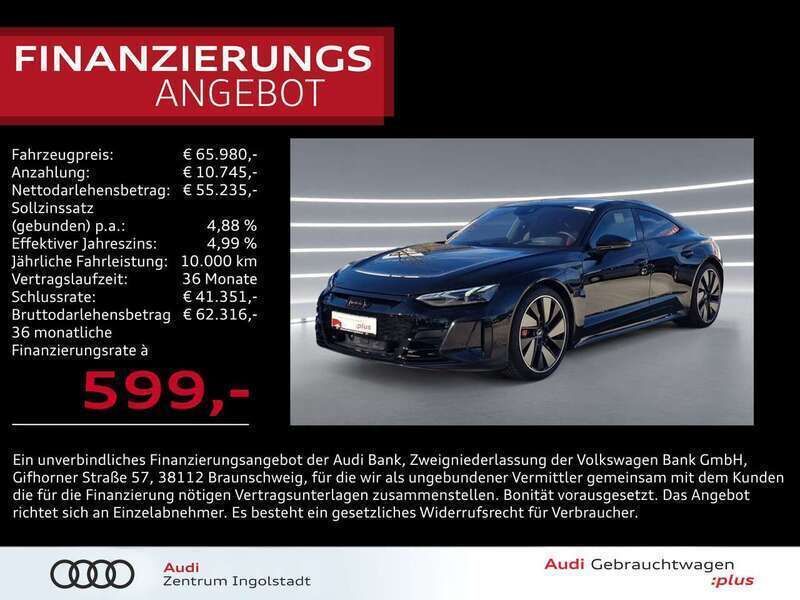 Mythosschwarz metallic Gebraucht 2022 Audi RS e-tron GT Sport Limousine | 68.980 € (Superpreis) - Bild 1/3