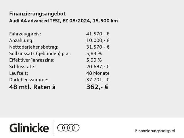 Gebraucht Audi A4 Advanced Plus 150 PS (110 kW) 2024 Grau Limousine