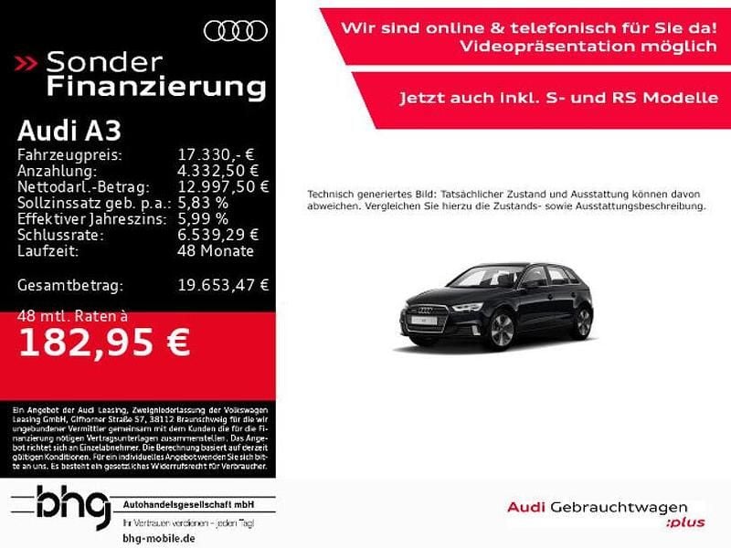 Schwarz Gebraucht 2017 Audi A3 Comfort Limousine | 17.330 € (Guter Preis) - Bild 1/4
