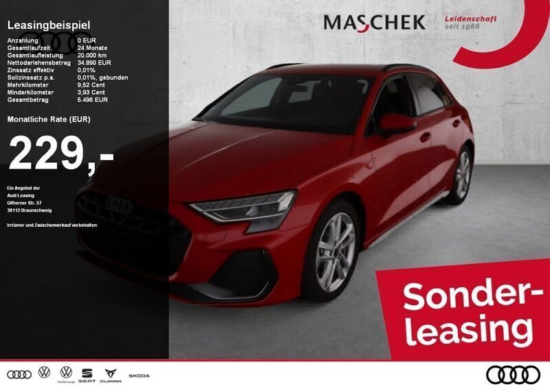 Progressivrot metallic Gebraucht 2024 Audi A3 Sportback S-Line Limousine | 33.940 € (Fairer Preis) - Bild 1/4