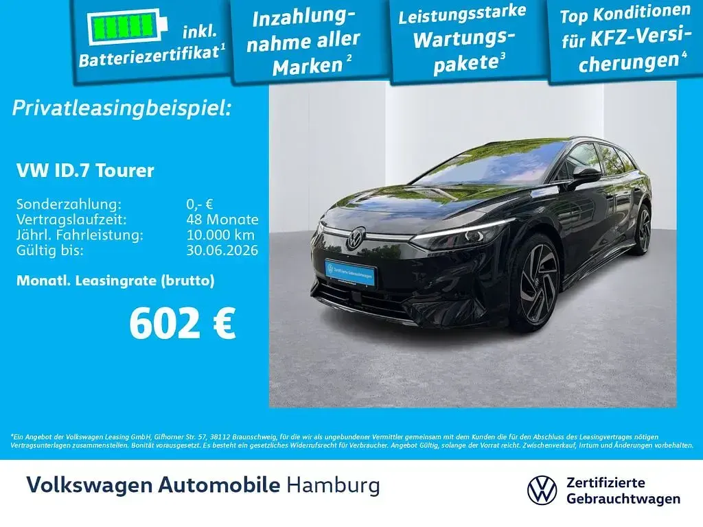 Gebraucht VW ID.7 Pro 210 kW (286 PS) 2025 0e grenadillschwarz metallic Kombi