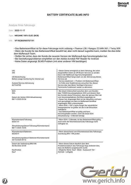 Gebraucht Renault Megane E-Tech Techno 160 kW (218 PS) 2022 Arktisweiß Limousine