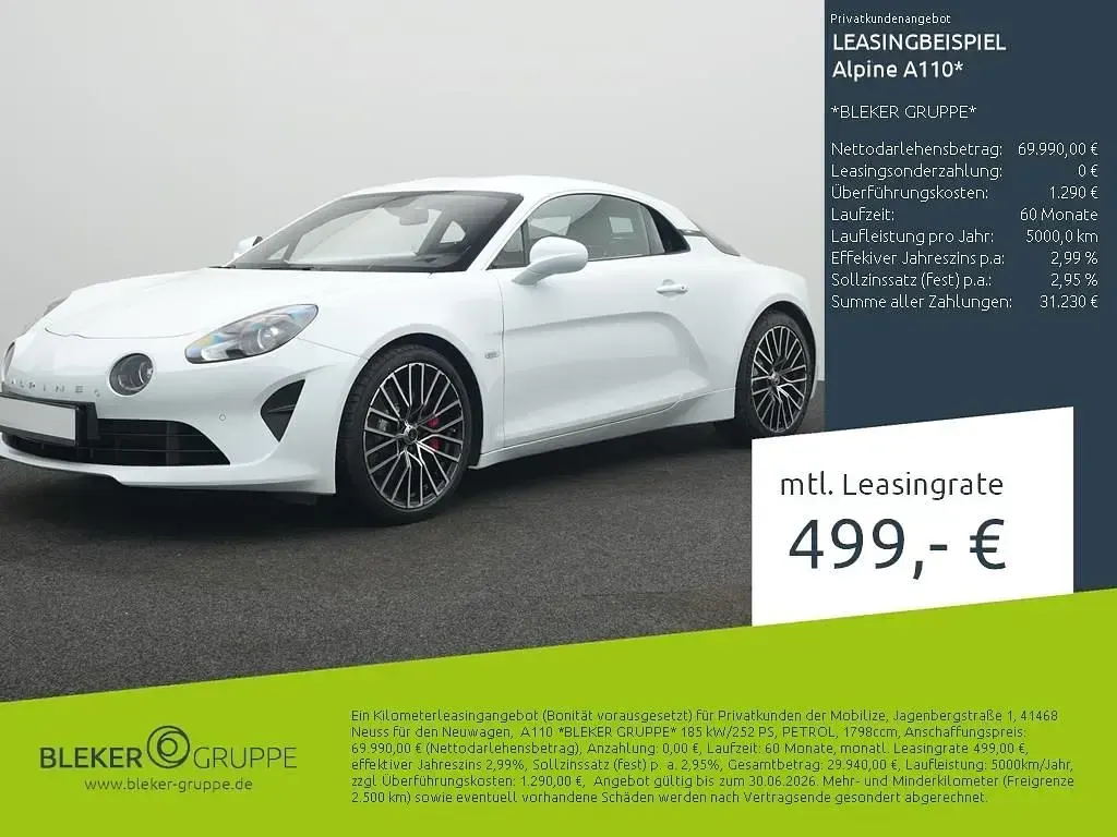 Nouă Alpine A110 252 CP (185 kW) 2025 Alb Coupe