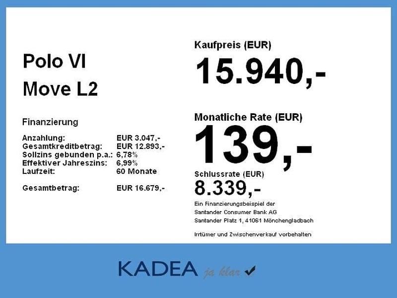 Gebraucht VW Polo Move 80 PS (58 kW) 2024 Grau Kleinwagen