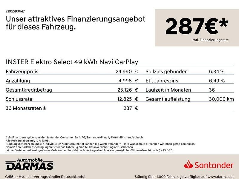 Neu Hyundai Inster Select 85 kW (116 PS) 2025 Weiß Kleinwagen