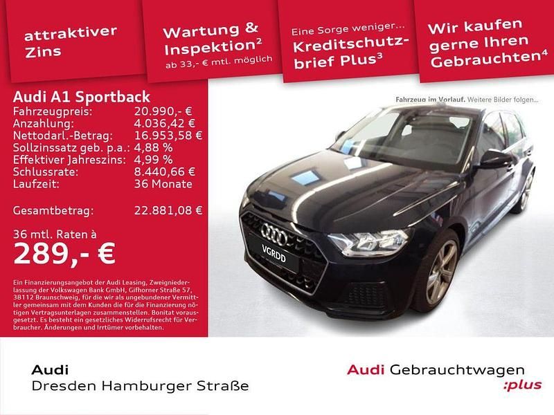 Firmamentblau metallic Gebraucht 2020 Audi A1 Sportback Advanced Plus Kleinwagen | 20.990 € (Guter Preis) - Bild 1/3