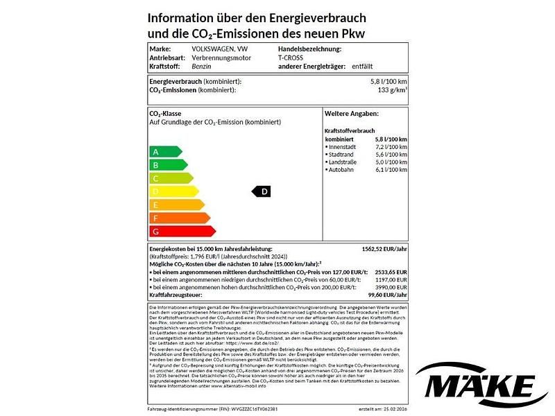 Neu VW T-Cross Style 116 PS (85 kW) 2026 Blau SUV