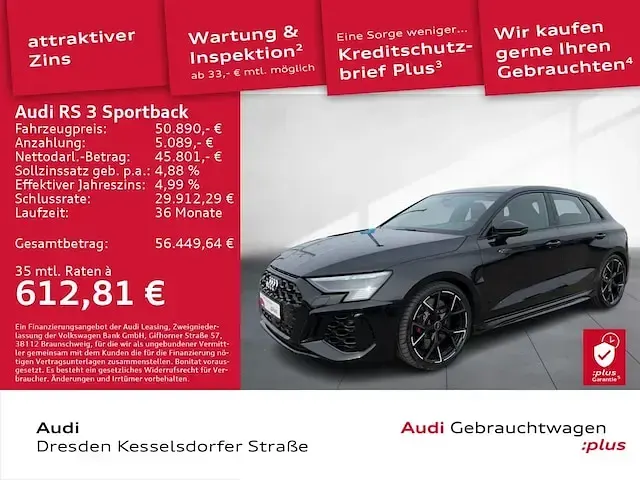 Gebraucht Audi RS3 Sportback Ambiente 400 PS (294 kW) 2023 Mythosschwarz metallic Kleinwagen