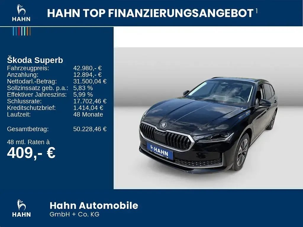 Neu Skoda Superb Selection 204 PS (150 kW) 2026 Schwarz Kombi