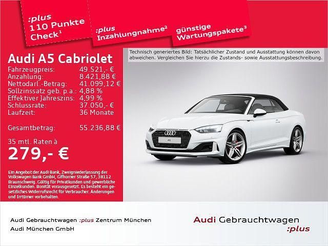Gletscherweiß metallic/verdeck Gebraucht 2024 Audi A5 Cabriolet Advanced Cabrio | 49.521 € (Superpreis) - Bild 1/2