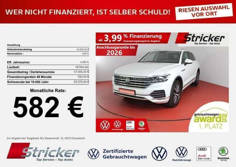 Oryxwhite perlmutteffekt Gebraucht 2021 VW Touareg Elegance SUV | 48.950 € (Superpreis) - Bild 1/4