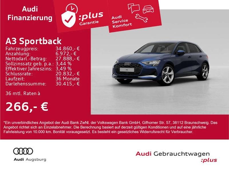Navarrablau metallic Gebraucht 2024 Audi A3 Advanced Plus Limousine | 34.860 € (Etwas zu teuer) - Bild 1/4