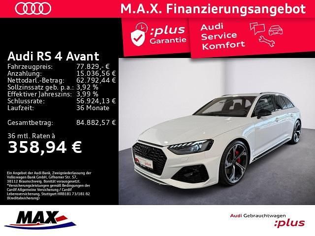 Gletscherweiß metallic Gebraucht 2024 Audi RS4 Ambiente Kombi | 77.829 € (Fairer Preis) - Bild 1/3