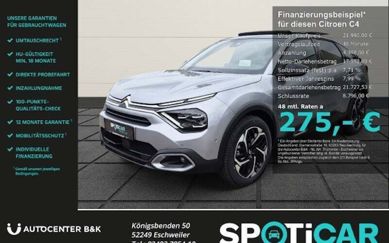 Stahlgrau Neu 2025 Citroën C4 PureTech Limousine | 21.990 € (Fairer Preis) - Bild 1/4