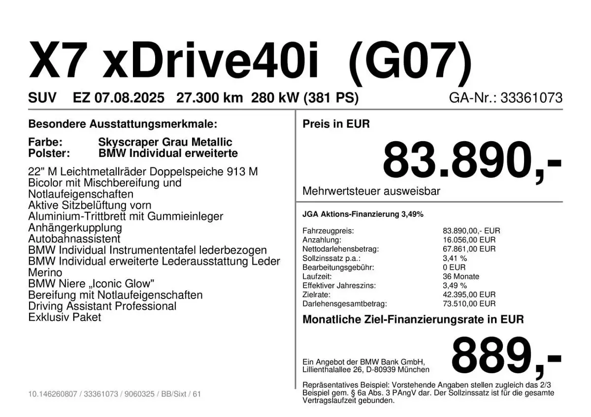 Gebraucht BMW X7 M Sport 381 PS (280 kW) 2025 Skyscraper grau metallic SUV