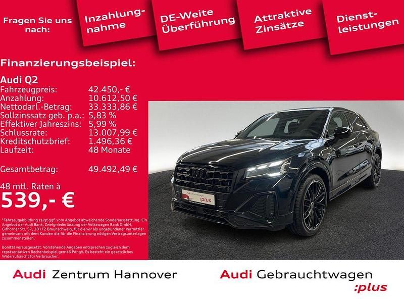 0e mythosschwarz metallic Gebraucht 2025 Audi Q2 S-Line SUV | 42.450 € (Teuer) - Bild 1/4