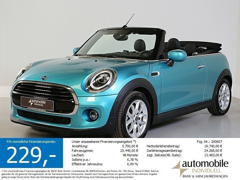 Carribeanaqua metallic (blau) Gebraucht 2019 Mini Cooper Cabriolet Chili Cabrio | 25.840 € (Etwas zu teuer) - Bild 1/4