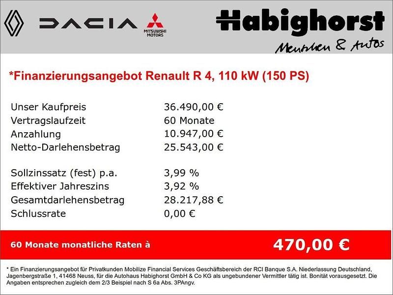 Neu Renault 4 E-Tech Komfort 110 kW (150 PS) 2025 Blau SUV