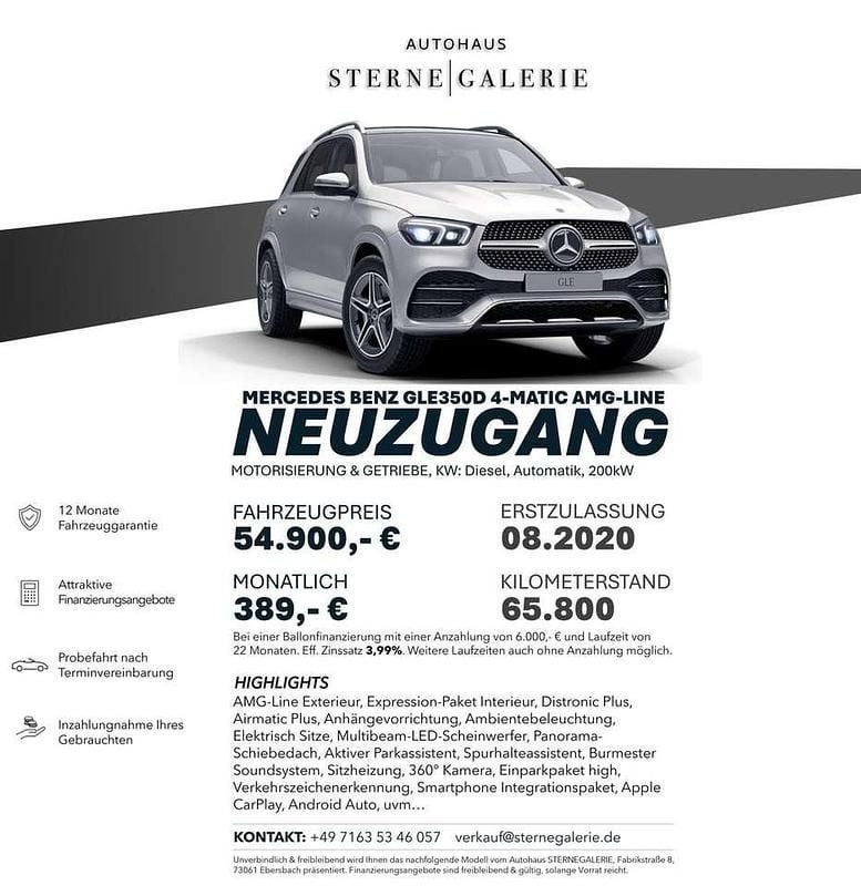 Silber Gebraucht 2020 Mercedes GLE350 SUV | 54.900 € (Superpreis) - Bild 1/2