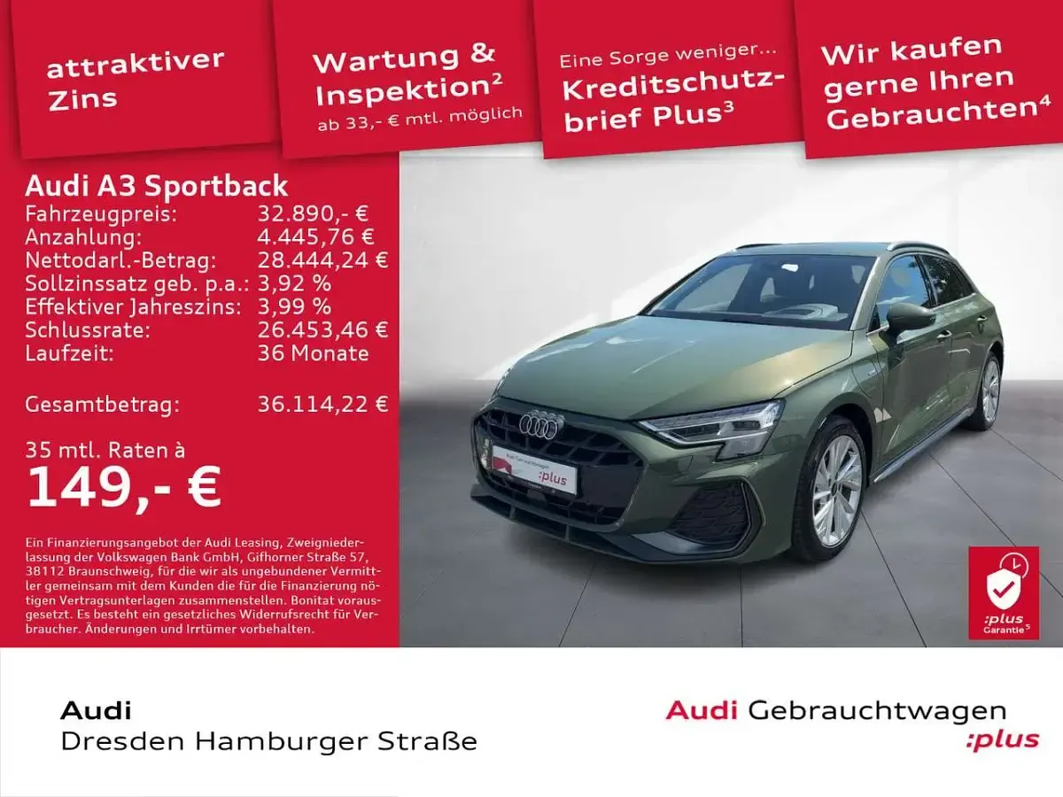 Gebraucht Audi A3 S-Line 204 PS (150 kW) 2025 Grün Limousine