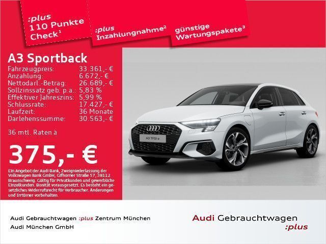 Weiß Gebraucht 2022 Audi A3 Sportback e-tron S-Line Kleinwagen | 33.859 € - Bild 1/2