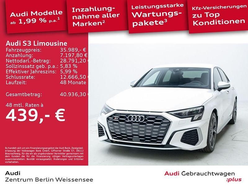 Weiß Gebraucht 2023 Audi S3 Sport Limousine | 35.989 € (Superpreis) - Bild 1/4