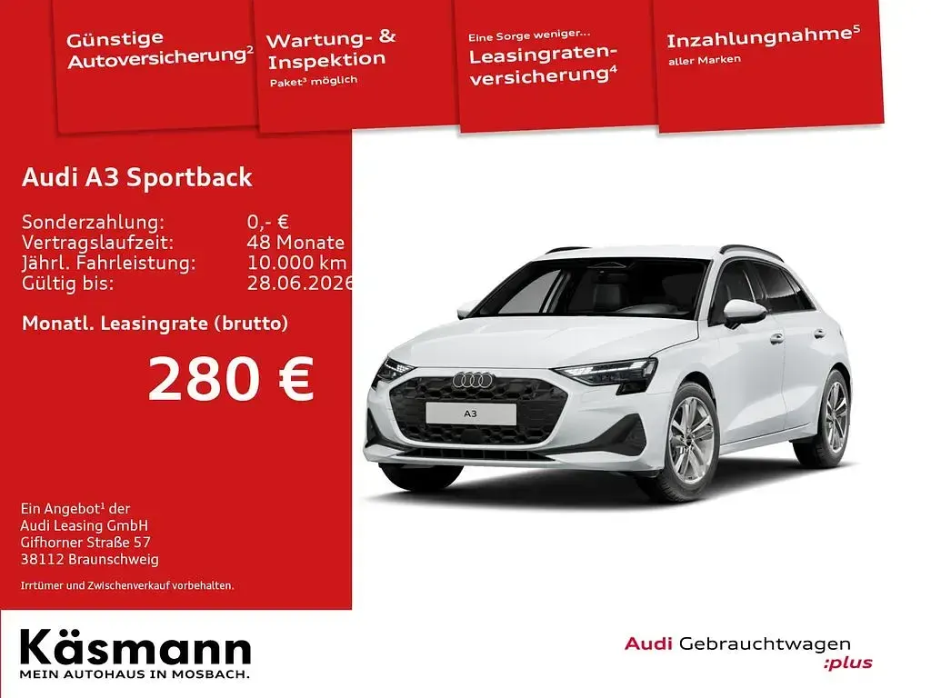 Gebraucht Audi A3 Ambiente 116 PS (85 kW) 2025 Gletscherweiß metallic Limousine