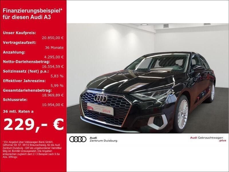 Schwarz Gebraucht 2021 Audi A3 Sportback Advanced Limousine | 20.850 € (Superpreis) - Bild 1/4