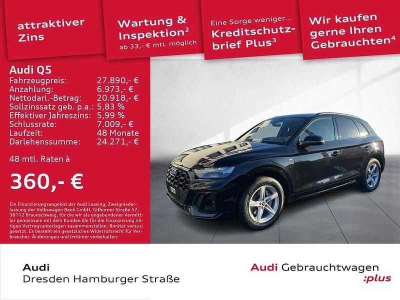 Mythosschwarz metallic Gebraucht 2021 Audi Q5 S-Line SUV | 31.450 € (Superpreis) - Bild 1/3